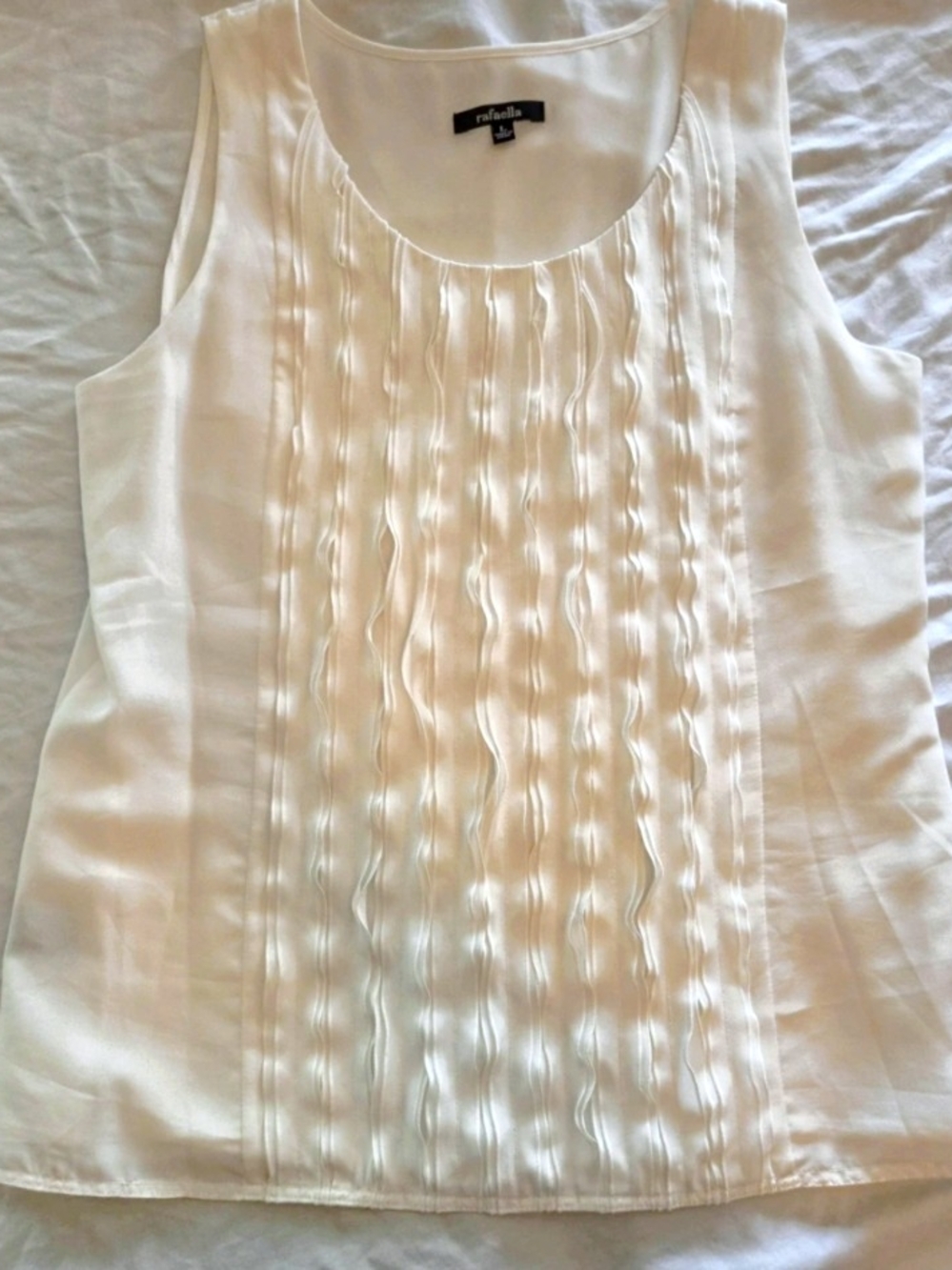Rafaella Cream Sleeveless Pintuck Front Camisole
